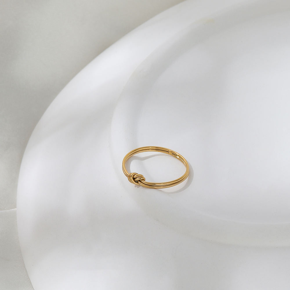18K Gold Plated Dainty Knot Stainless Steel Ring
