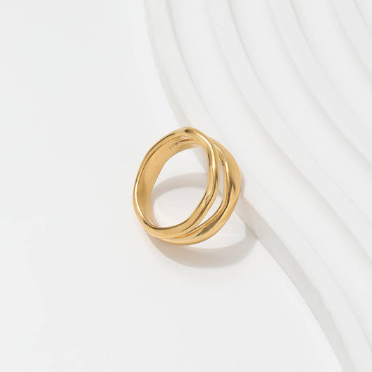 18K PVD Gold Plated Double Wave
