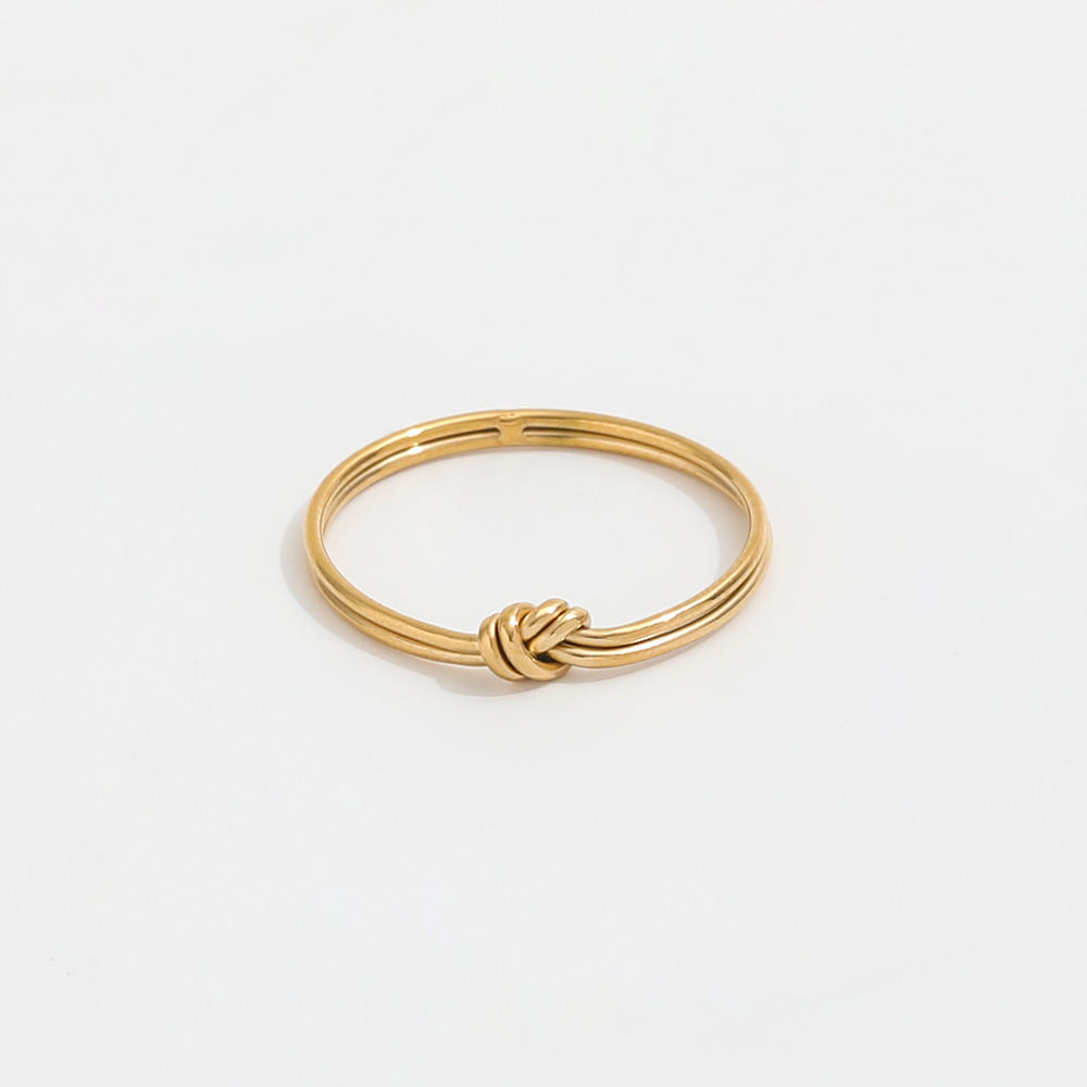 18K Gold Plated Dainty Knot Stainless Steel Ring