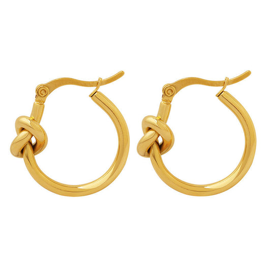 18K Gold Plated Chunky Knot Hoop Earrings Stainless