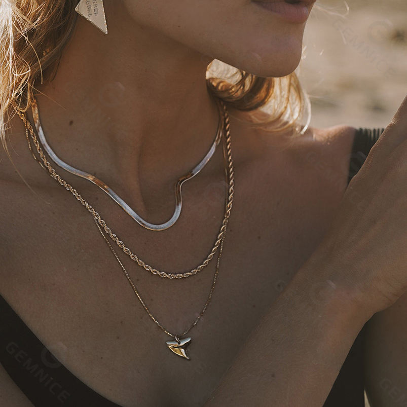 Shark Tooth Shaped Pendant Necklace