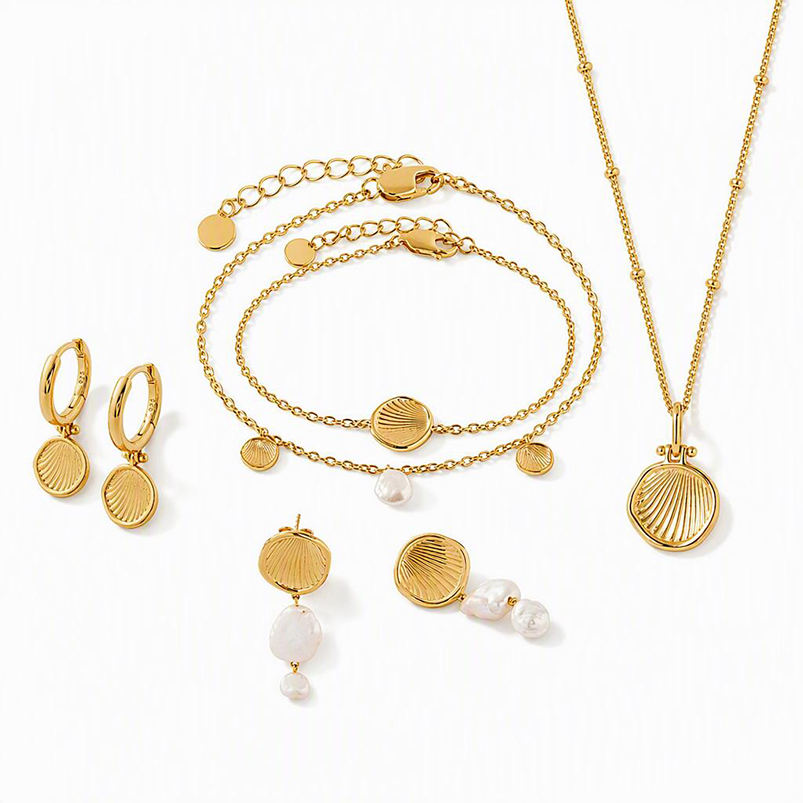 Summer Ocean Collection Set 18K Gold Plated Natural Pearl