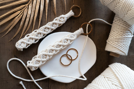 Custom Handmade Macrame O + I Keychain