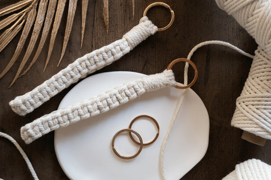 Plain Handmade Macrame O + I Keychain